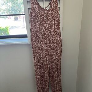 Anthropologie Saturday Sunday Leopard Print Wide-Leg Knit Lounge Jumpsuit
